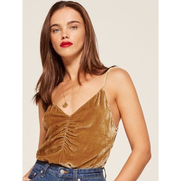 Le Superbe Velvet Ruched Cami Neutral Brown - Picture 1 of 11
